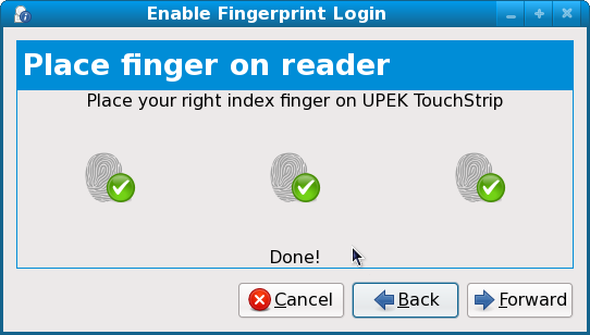 Fingerprint enrollment wizard, step 4